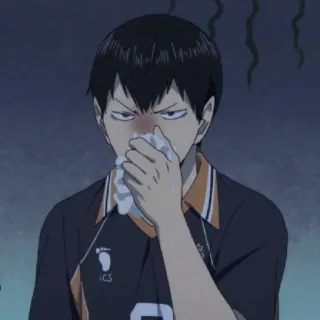 ⚫ a7b86505 Tobio Kageyama Haikyuu!! 애니메이션, 하이큐, 만화, 카게야마 토비오, 아픔, 휴지 telegram sticker