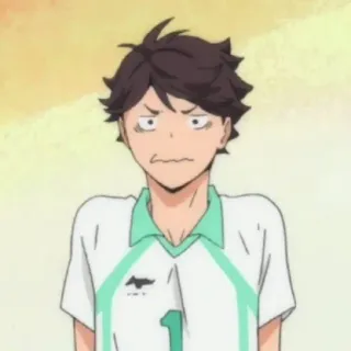 🦉 b6530151 Oikawa Tooru Haikyuu!! 애니메이션, 하이큐, 오이카와, 토오루, 캐릭터, 웃긴 얼굴, 놀람 telegram sticker