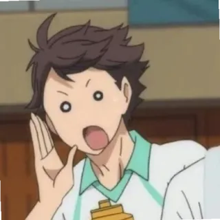 🦉 ebe8eca0 Oikawa Tooru Haikyuu!! 애니메이션, 하이큐, 오이카와, 놀람, 충격, 외침, 캐릭터 telegram sticker