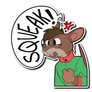 💢 8493c85a SQUEAK! 쥐, 만화, 분노, 찍찍, 동물, 표정, 털복숭이 telegram sticker