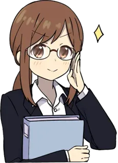 🤓 062709e8 Anime, Femme, Entreprise, Bureau, Lunettes whatsapp sticker