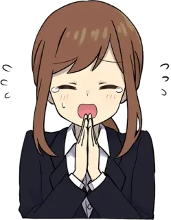 🙏 18b448a2 Anime, Cartoon, Femme, Affaires, Costume, Pleurs, Supplication, Imploration whatsapp sticker