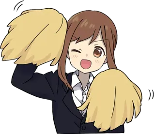 😉 503d88f5 Fille anime, Cheerleader, Mignon, Clin d'oeil, Cheveux bruns, Pompons, Joyeux whatsapp sticker