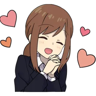 🥰 58f9ecd4 Anime, Fille, Coeurs, Mignon, Joyeux, Amour, Employée de bureau whatsapp sticker