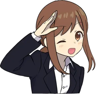 👋 81b10cef animé, fille, salut, clin d'oeil, dessin animé, affaires, illustration whatsapp sticker