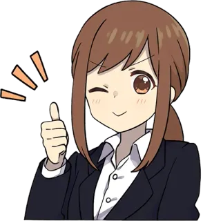 👍 b308014d fille anime, pouce levé, clin d'œil, costume, positif, mignon, illustration whatsapp sticker