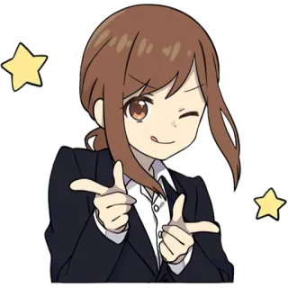 😉 dba272bf Fille anime, Clin d'œil, Étoiles, Costume d'affaires, Mignon, Dessin animé whatsapp sticker