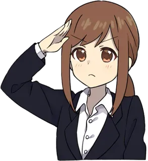 🫡 ffd8052f Fille anime, Salut, Costume d'affaires, Mignon, Formel, Brune, Yeux marron whatsapp sticker