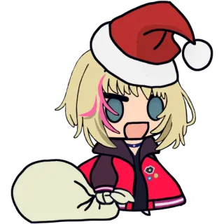 🎄 8794588c Anime, Natale, Cappello da Babbo Natale, Cartone animato, Personaggio, Carino telegram sticker