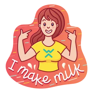 👩 3220e780 I make milk latte, donna, cartone animato, genitorialità, allattamento al seno telegram sticker