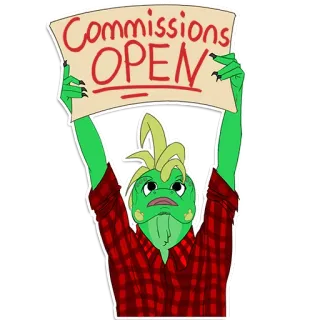 💰 483b149d Commissions OPEN รับงาน, ศิลปะ, เปิดรับ, สัตว์ประหลาด, การ์ตูน, ตัวละคร telegram sticker