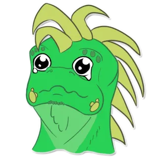 😢 4d2f35b5 กิ้งก่า, สัตว์เลื้อยคลาน, สีเขียว, การ์ตูน, ร้องไห้, เศร้า telegram sticker