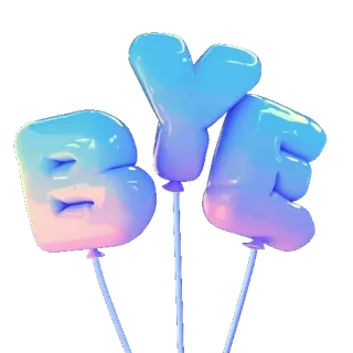 👋 628a58b4 BYE tạm biệt, chia tay, chào tạm biệt, bong bóng, nhiều màu sắc, chữ cái telegram sticker