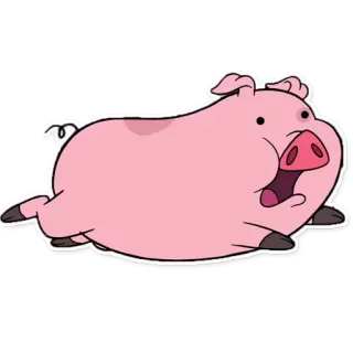 🏃 b06cf703 Waddles Gravity Falls maiale, carino, cartone animato, animale, rosa, ondeggia, gravity falls whatsapp sticker