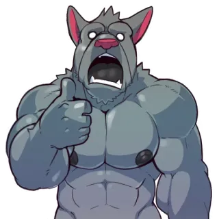 👌 33a8c8e9 Антро, Волк, Мускулы, Фурри, Большой палец вверх whatsapp sticker