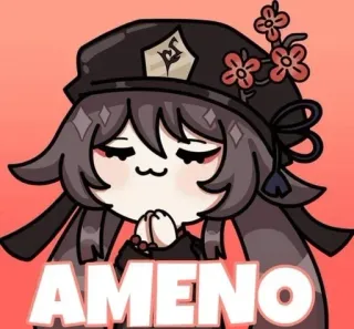 🙏 72d12520 AMENO Anime, Meme, Hu Tao, Amen telegram sticker