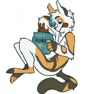 🍯 064fbee5 HONEY 猫, ケモノ, ハチミツ, 擬人化, 動物, 漫画, 可愛い, 甘い telegram sticker