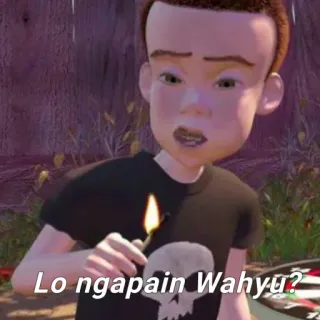 🧐 bdb12e10 Lo ngapain Wahyu? มีม, ทอย สตอรี่, การ์ตูน, เด็ก, กำลังไหม้ telegram sticker