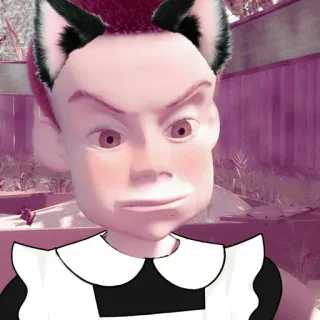 💓 bfb3ec3c Sid Phillips Toy Story kartun, penjahat, mainan, karakter, telinga kucing telegram sticker