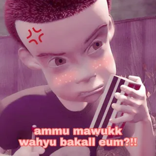 💓 c714e685 ammu mawukk wahyu bakall eum??!! marah, tokoh kartun, jengkel, ekspresi wajah, meme telegram sticker