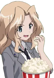 🍿 9d663ba3 Kay Girls und Panzer Anime, Ragazza, Popcorn, Uniforme scolastica, Cartone animato telegram sticker