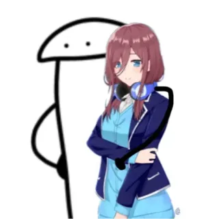😏 8b744fc4 Miku Nakano The Quintessential Quintuplets Anime, Kreskówka, Słuchawki, Naklejka, Dziewczyna telegram sticker
