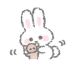 🍼 50a87fc6 兔子, 兔子, 动物, 可爱, 卡哇伊, 泰迪熊 telegram sticker