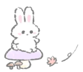 🍼 5abdc7d3 兔子, 蘑菇, 可爱, 动物, 森林 telegram sticker