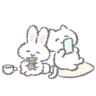 💤 734d721a 兔子, 猫, 友谊, 可爱, 卡哇伊, 小兔, 泰迪熊 telegram sticker