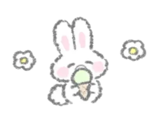 🍬 8bcf5a92 兔子, 冰淇淋, 卡哇伊, 可爱, 花, 兔子 telegram sticker