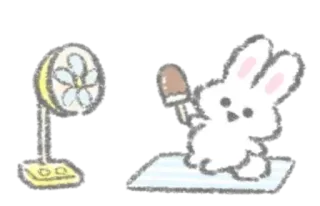 🍼 a820faa0 兔子, 冰淇淋, 风扇, 夏天, 热 telegram sticker
