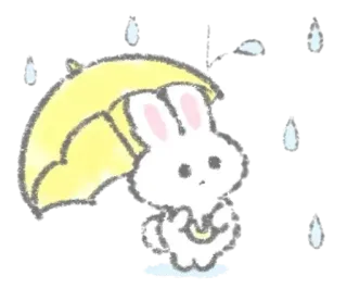 🛁 ada16c3d 兔子, 雨伞, 雨, 可爱, 卡哇伊, 贴纸, 兔兔 telegram sticker