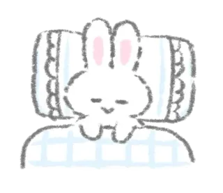 🗝 b607ada7 睡觉, 兔子, 可爱, 枕头, 毯子, 动物 telegram sticker
