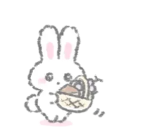 🧸 bd6a8aae 兔子, 复活节, 篮子, 可爱, 兔子, 动物 telegram sticker