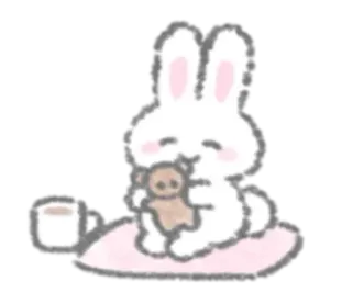 🧂 d829280c 兔子, 小兔子, 可爱, 卡哇伊, 动物, 玩具, 饮料, 咖啡 telegram sticker