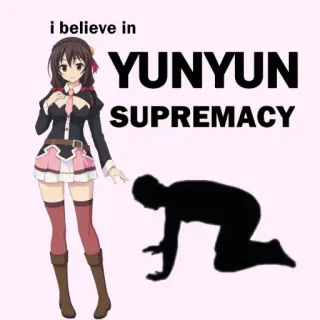 🙇 1f9a131f Yunyun Konosuba i believe in YUNYUN SUPREMACY anime, yunyun, konosuba, meme, fanart telegram sticker