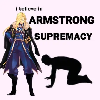 🙇 c1906c58 Armstrong i believe in ARMSTRONG SUPREMACY Anime, Cartoon, Vorherrschaft, Meme telegram sticker