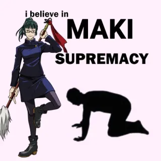 🙇 faa22a28 Maki i believe in MAKI SUPREMACY Anime, Manga, Vorherrschaft, Jujutsu Kaisen, Maki Zenin telegram sticker