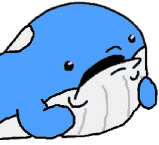 😦 2a8fd30c クジラ, 漫画, 青, 動物, 海, 海, 哺乳類 telegram sticker