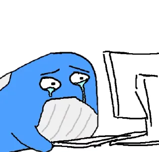 😭 deffd60b 泣く, 悲しい, コンピューター, クジラ, ミーム, インターネット telegram sticker