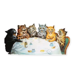 😹 430038a9 猫, 茶话会, 桌子, 拟人化, 动物 telegram sticker