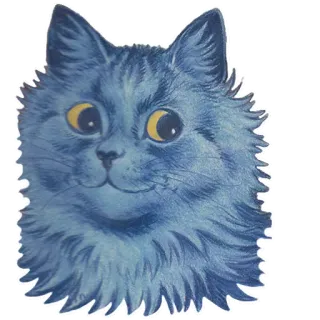 😸 6df565b9 猫, 动物, 蓝色, 复古, 插图 telegram sticker