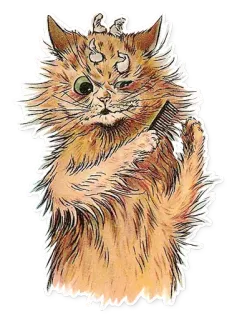 😤 8469b6de 猫, 怪物, 恶魔, 妖怪, 兽人, 橙色, 梳子, 可爱 telegram sticker