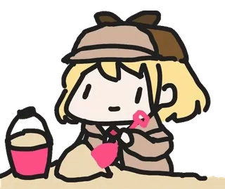 🏖 260e74be Amelia Watson anime, amelia watson, virtual youtuber, vtuber, beach, detective, bucket, sand telegram sticker