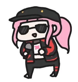 🎤 7de9f48c cartoon, pink hair, sunglasses, microphone, rapper, anime, sticker telegram sticker
