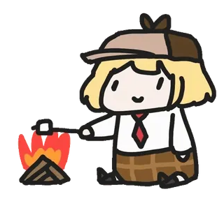 🔥 0f840723 Amelia Watson amelia watson, vtuber, hololive, détective, feu de camp, chamallow telegram sticker