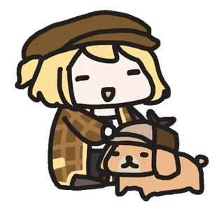 🐶 ba224468 Amelia Watson amelia watson, vtuber, détective, chien, mignon, dessin animé, anime telegram sticker
