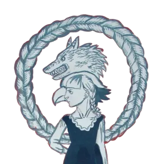 🐺 0b01c95c gadis, topi serigala, kepang, ilustrasi, gambar telegram sticker