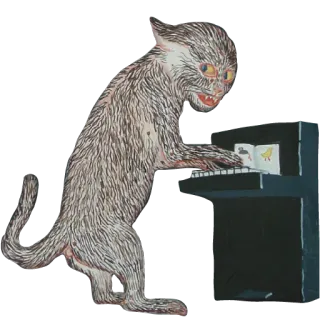 🎹 bb2a8067 kucing, piano, hewan, musik, vintage, stiker telegram sticker