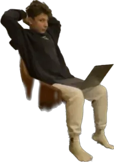 🙄 50001adc 소년, 앉아있는, 노트북, 휴식, 십대 telegram sticker